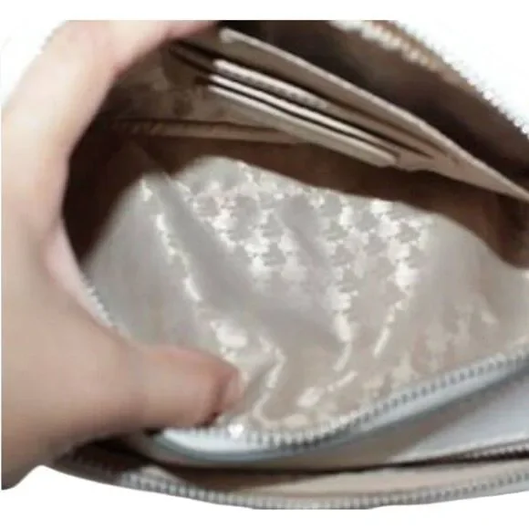 Karl Lagerfeld Colorful Lettered White Crossbody Bag w/ Signature Guitar Strap - Picture 9 of 12